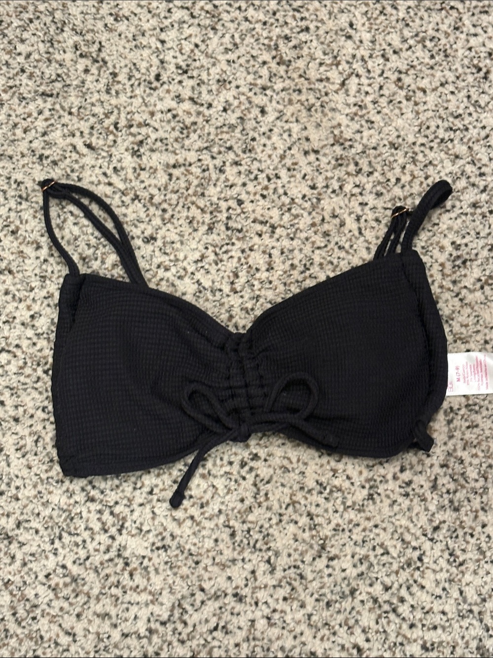 No Boundaries Black Ruched Tie-Front Bikini Top